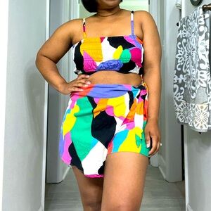 Multicolor two-piece short set